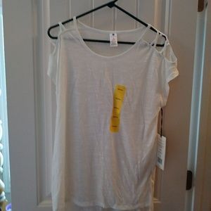 Ladies blouse t-shirt material Criss-Cross shoulde